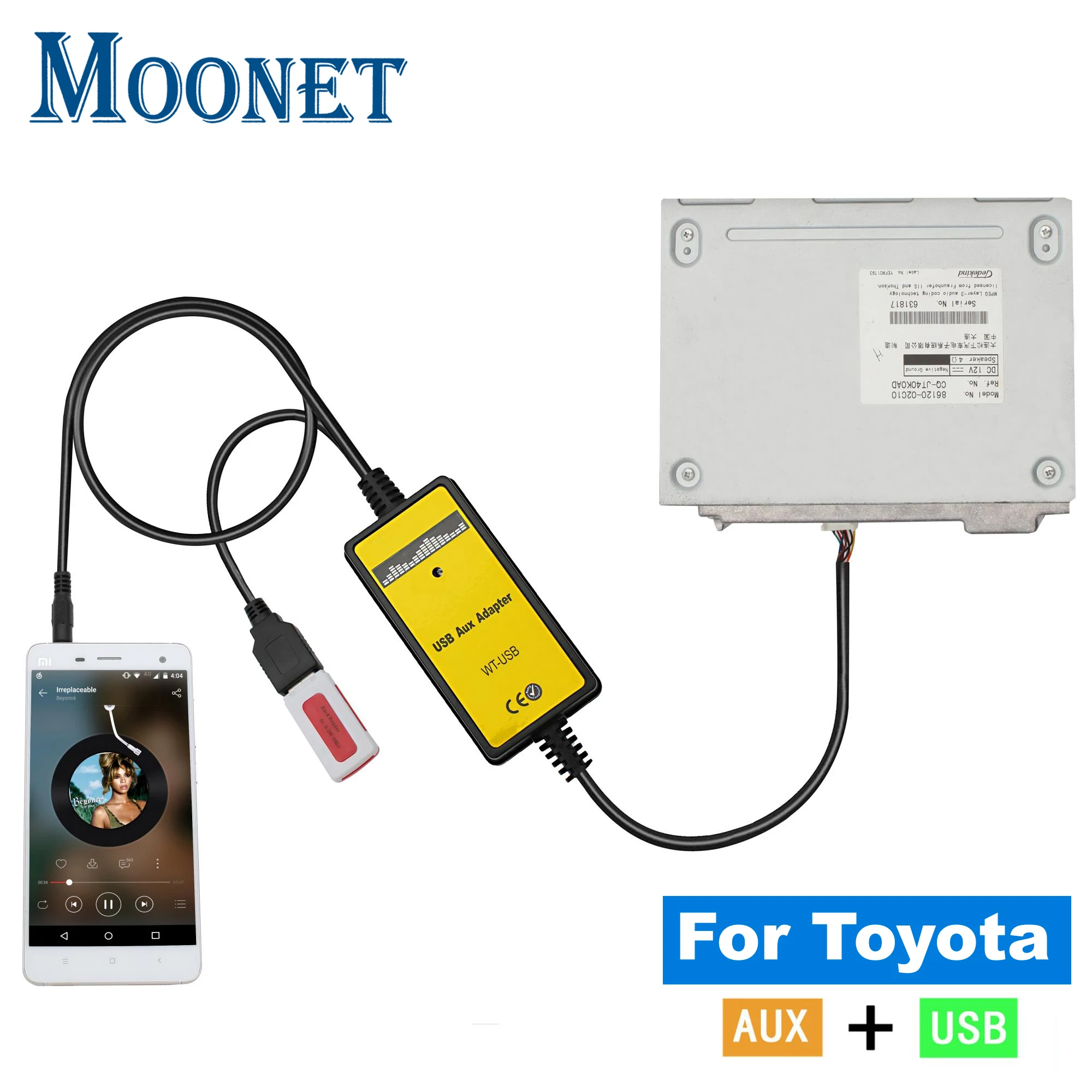 

Moonet Car CD Change to MP3 USB AUX Input Adapter for Toyota Avensis RAV4 Auris Corolla Yaris Camry & Lexus (Non Navi or DVD