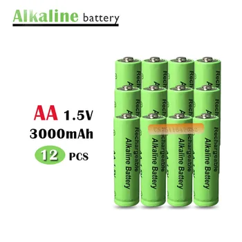 

12pcs/lot New Brand AA rechargeable battery 3000mah 1.5V New Alkaline Rechargeable batery for led light toy mp3 Free shipping
