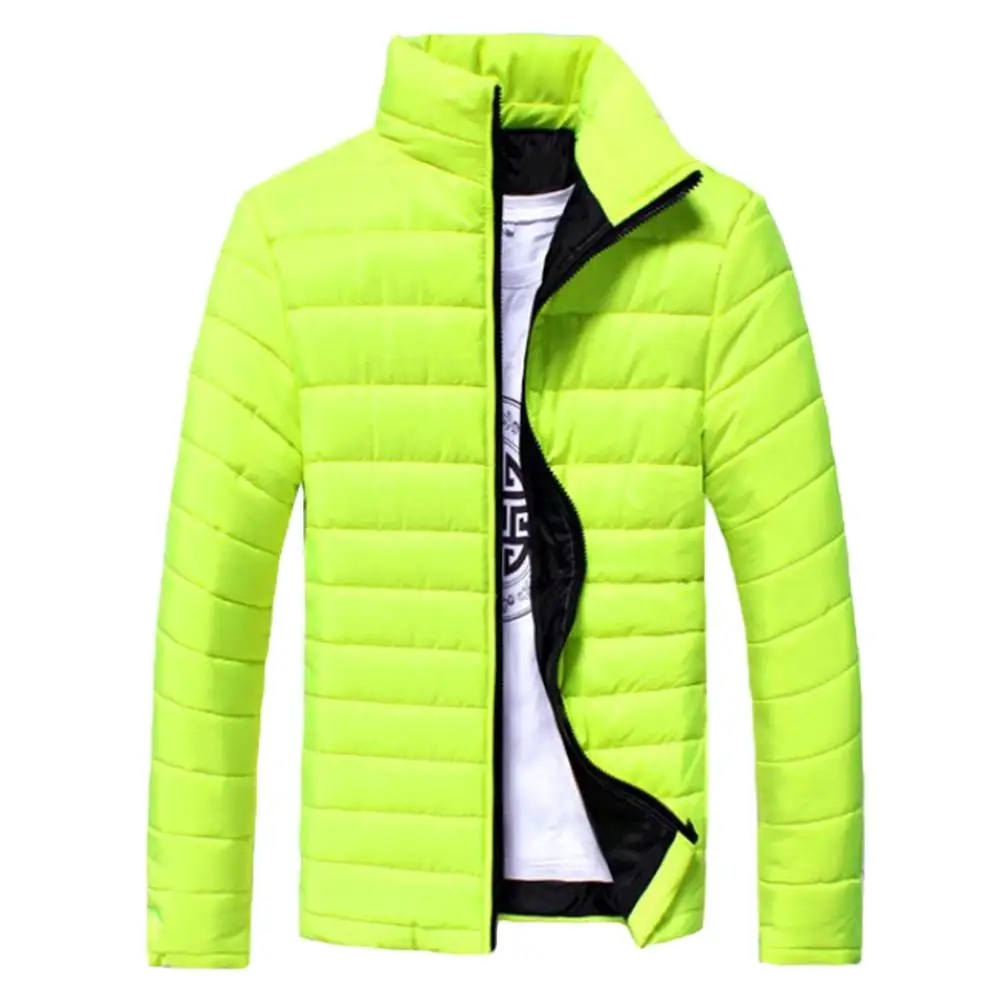 Зимние куртки мужские однотонные Цветные парки со стоячим воротником с длинным