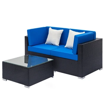 

Fashion Rattan Sofa Furniture Set 2pcs Corner Sofas 1 Pcs Coffee Table Free 2xpillow Rattan Sofa Set For Livingroom Outdoor