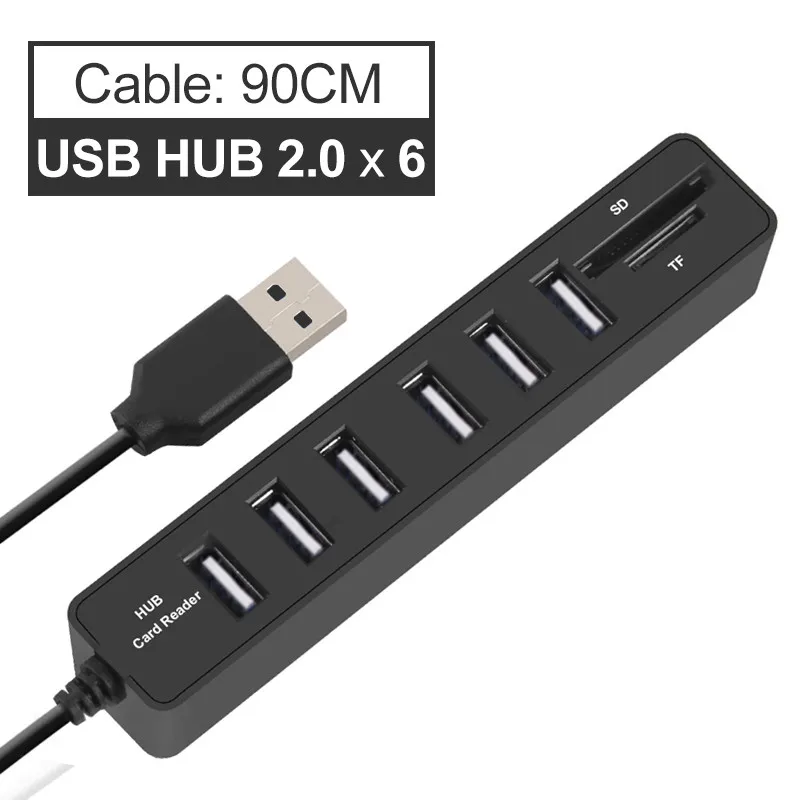 Usb-хаб 3,0 Мульти USB 3,0 док-станция USB 2,0 разветвитель 3/6 Порты вцв высокое Скорость Micro TF/SD кард-ридер Компьютерные аксессуары для ПК - Цвет: 6 Port White USB 2.0