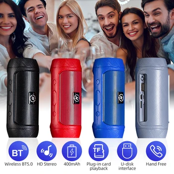 

Wireless Bluetooth 5.0 HiFi Sound Speaker Outside Party Sport Handsfree Portable Speaker Support FM AUX TF U Disk Playback