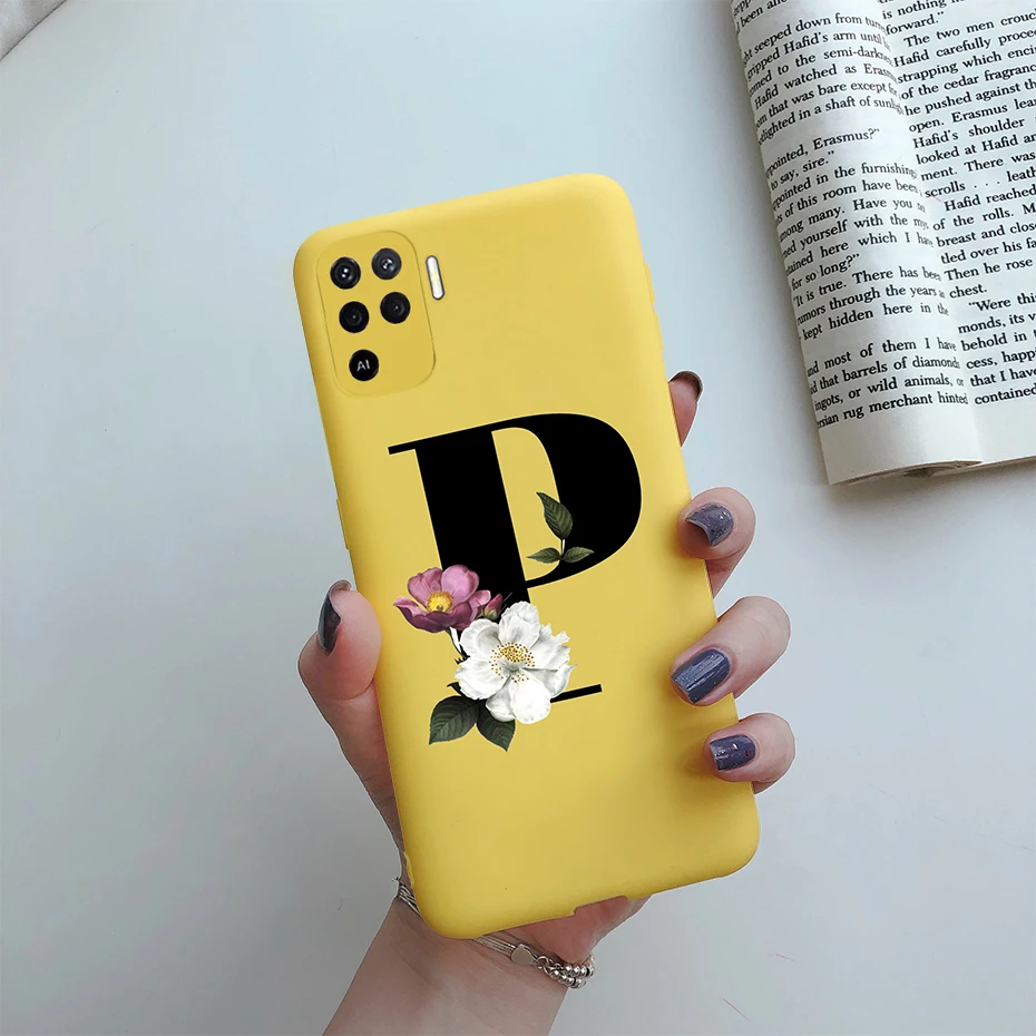 cases for oppo phones For Oppo Reno 5 Lite Case Letters Monogram ABC Flower Soft Silicone Back Cover For Oppo Reno5 Z Reno 5 F Z Lite 5F 5Z 5Lite Case oppo phone back cover