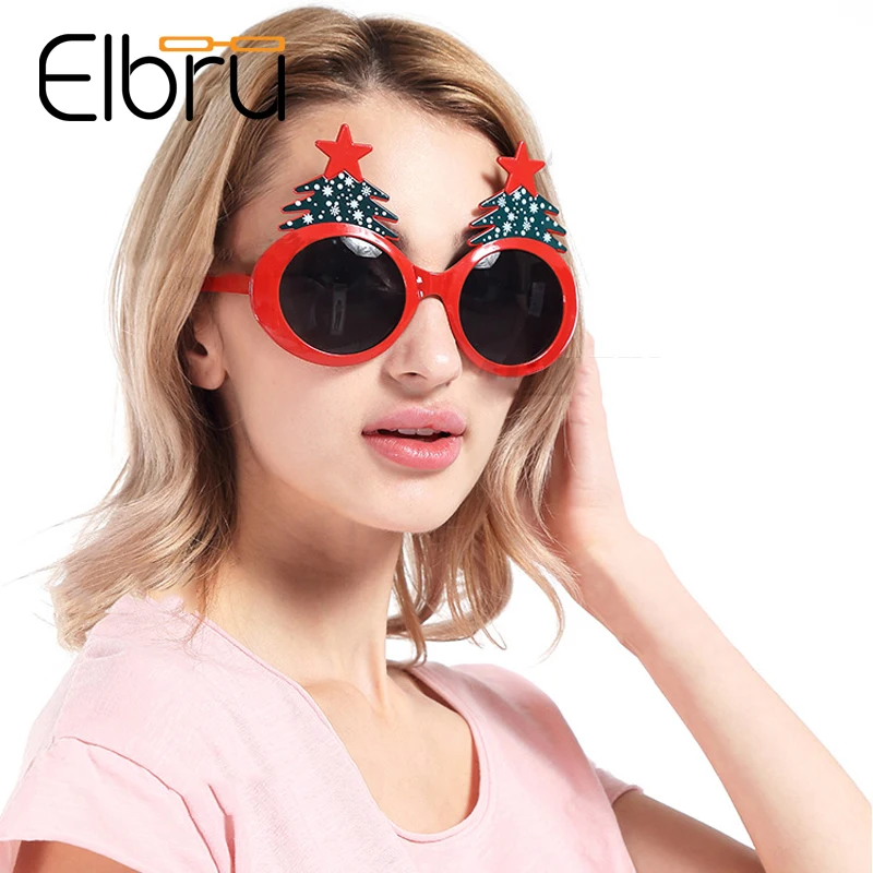 

Elbru Christmas Tree Sunglasses Funny Red Sunglasses Photo Props For Birthday Holiday Party Decorations Accessories