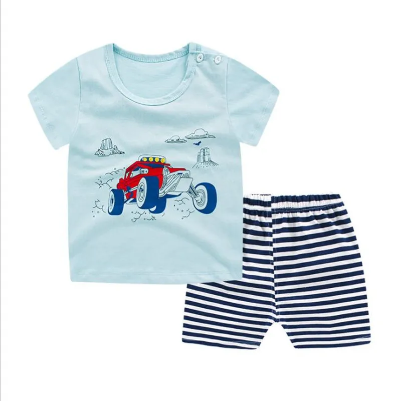 

Cotton Baby Boy Clothes 2019 Summer Children's Sets Short Sleeve Kids Clothes Cartoon O-Neck Suits Set Boutique Kids Clothing