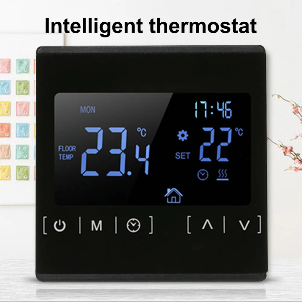 

Newest Black Heating thermostat All Touch Screen Temperature Controller Electric Automatic Switch Controller