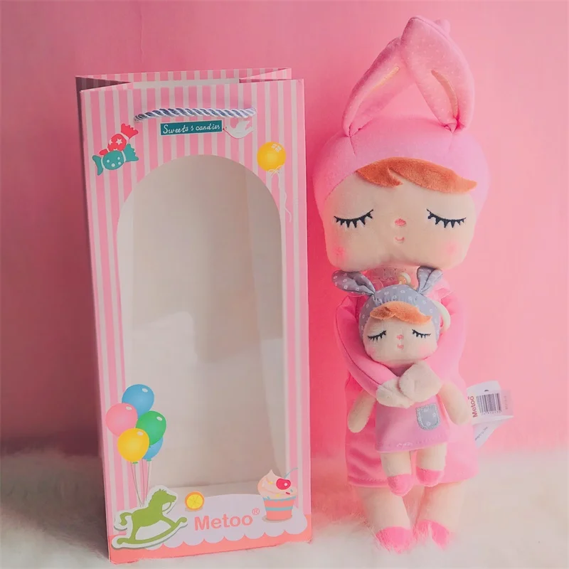 pink-box Metoo плюшевые игрушки, мягкие куклы, Angela Dreaming Girl с коробкой, плюшевый кролик, подарок для девочки, игрушки для детей, Рождество, 2 комплекта, 12 дюймов - Цвет: pink-box