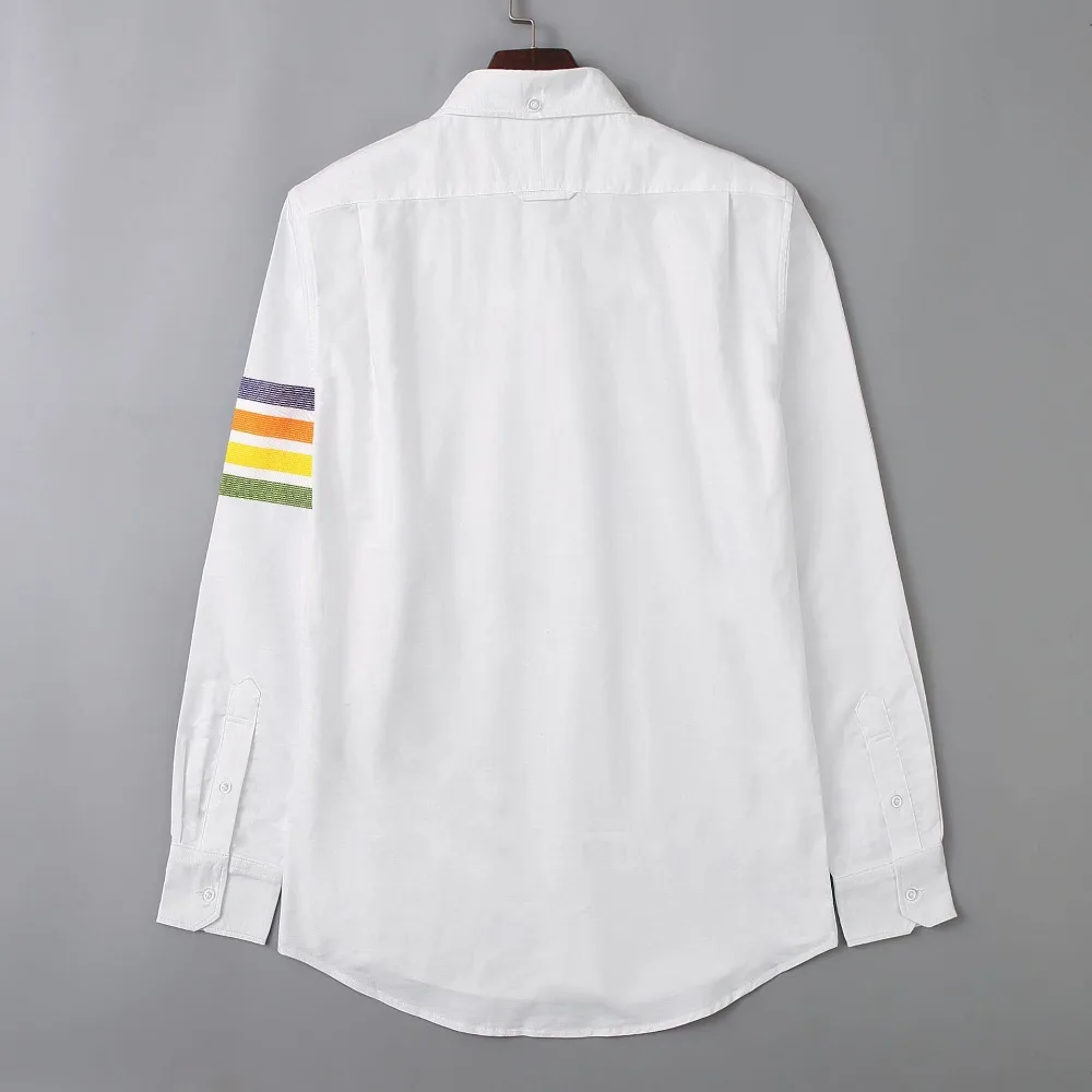 Новинка 19ss мужские оксфорды классические красочные полосатые модные хлопковые повседневные рубашки рубашка Высокое качество карман с длинными рукавами Топ M 2XL# M54