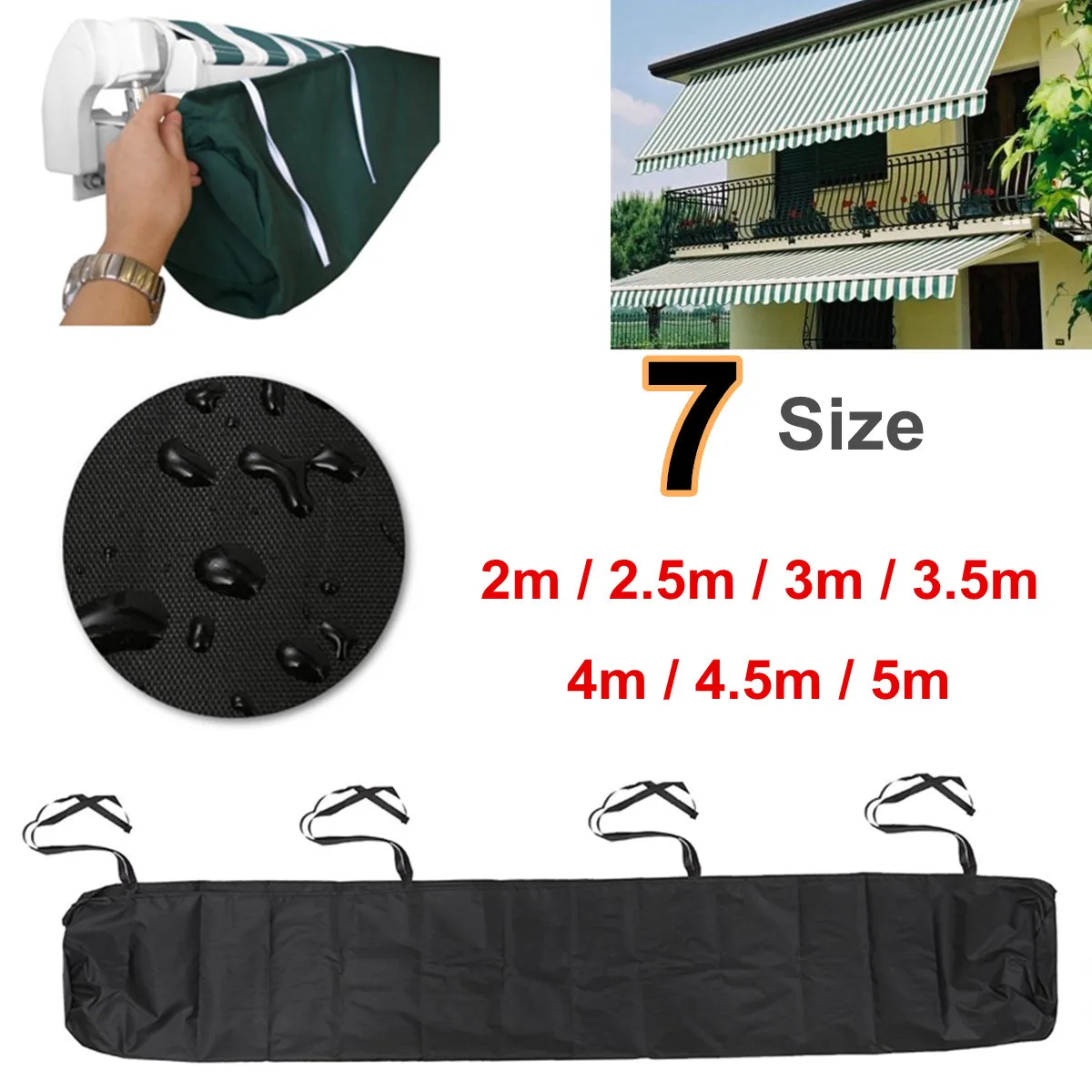 2m-5m Patio Awning Weather Rain Cover Awnings Sun Canopy Protector Storage Bag 