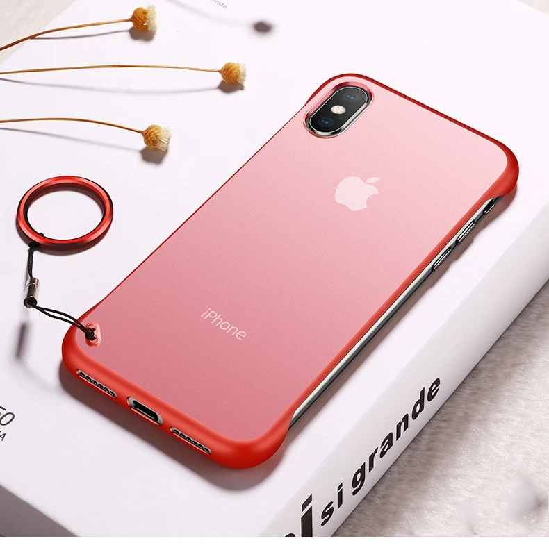 

Phone Case For iPhone 6 6s 7 8 Plus X XR XS Max Luxury Frameless Ring Design Scrub Hard PC For iPhone X Phone Case Cover