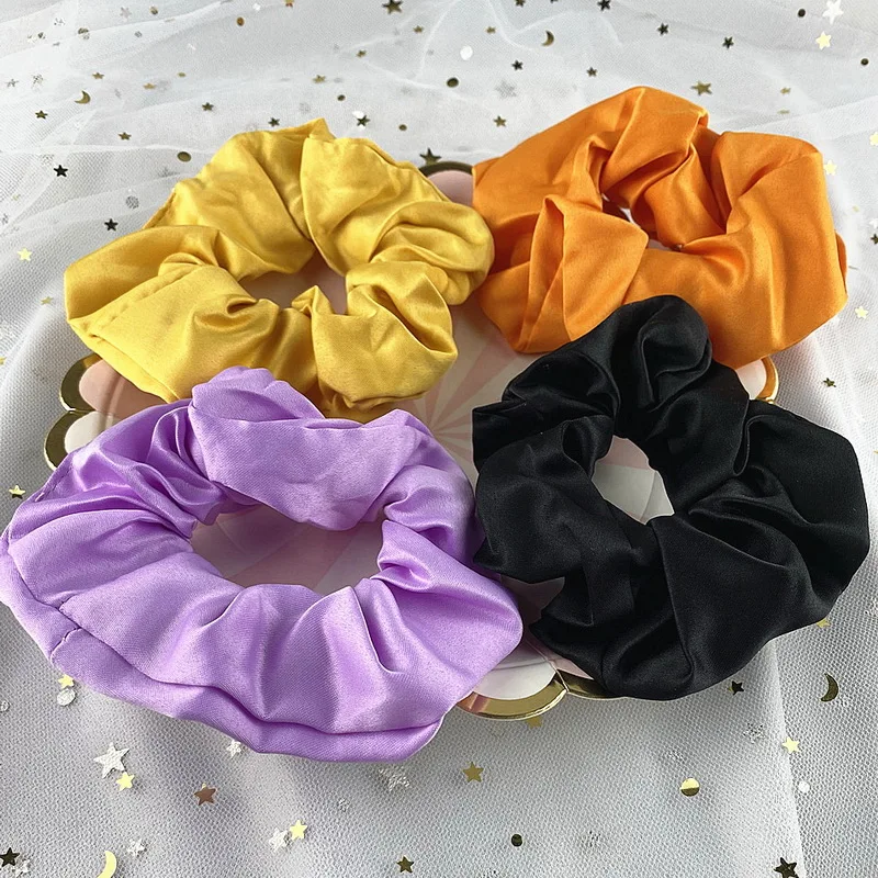 hair bows for women 4pcs/pack Women Elastic Satin Silk Scrunchies Girls Black Rubber Hair Bands Solid Color Hair Ties Rope Chouchou Accessories Set wedding hair clips