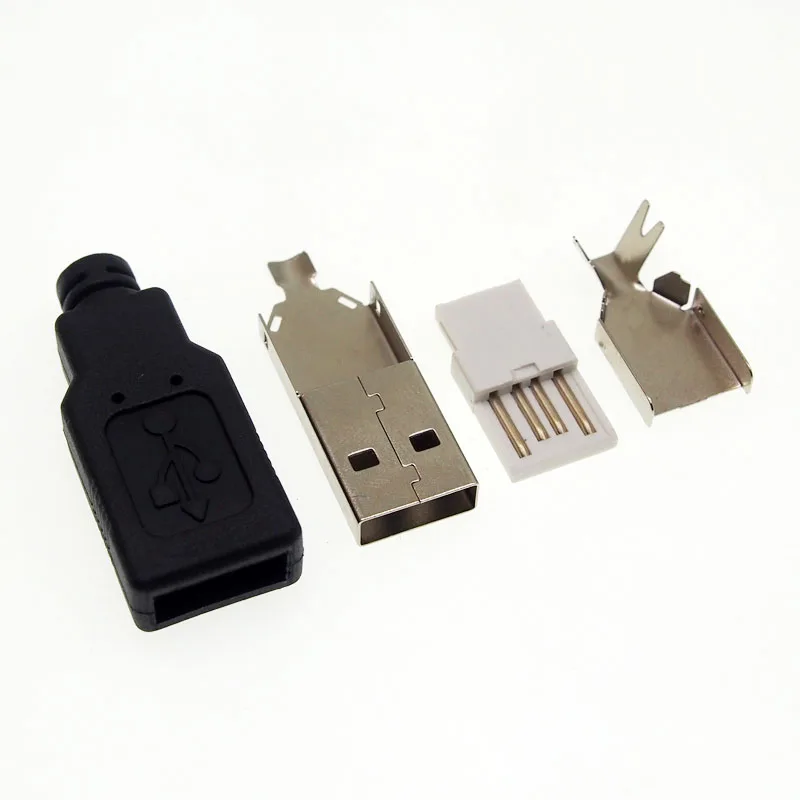 30 компл. 3 в 1 USB-A штекер с защитной крышкой пайки провода 2,0 usb разъем