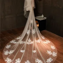 Шикарная двухслойная роскошная кружевная свадебная вуаль с цветами Длинные Свадебные вуали с гребешком Свадебные аксессуары jd2020