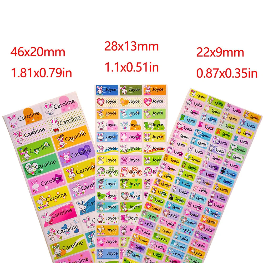 

Cute Rabbit Customize Label Name Sticker Waterproof Personalized Adhesive Sticker For Kids Girls School Stationery Tag Sticker