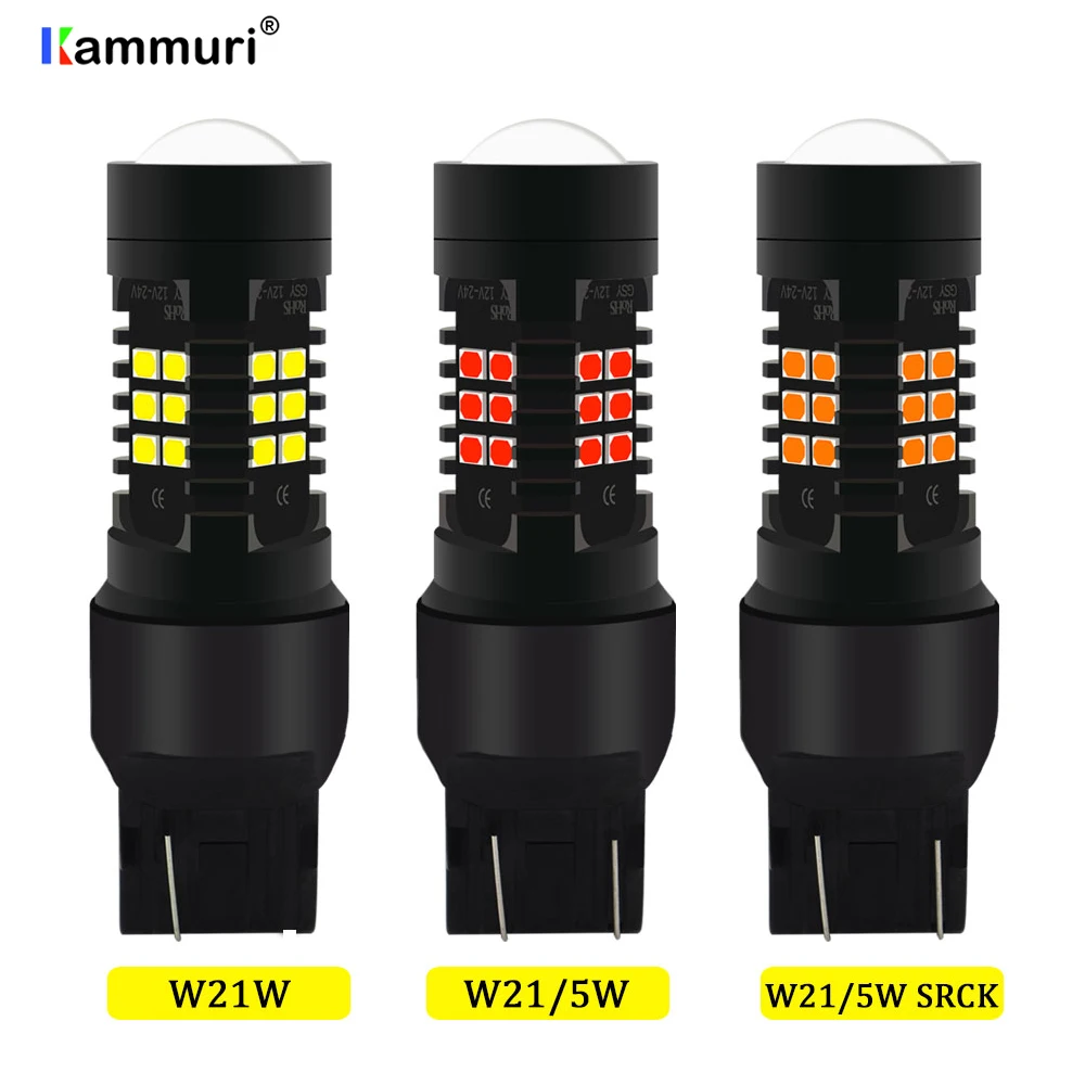 

KAMMURI T20 W21/5W LED W21W W21 5W 7440 7443 SRCK LED Auto Lamp Bulbs Car LED Light Brake Tail Lamp Backup DRL light Car 12V LED