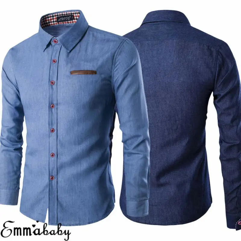2020 Fashion Denim Blue Men Shirt Long-Sleeved Casual Shirts For Men Slim Fit Luxury Male Dress Shirts Formal Tops For New Year 2020 Fashion Denim Blue Men Shirt Long-Sleeved Casual Shirts For Men Slim Fit Luxury Male Dress Shirts Formal Tops For New Year