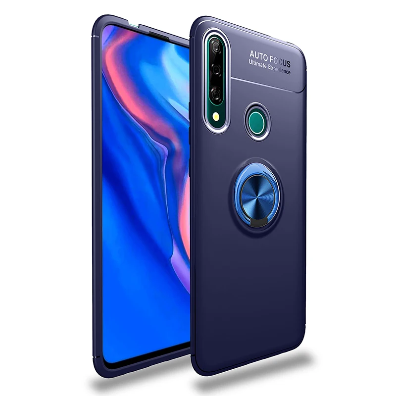 Синий Чехол для huawei Honor 9X, глобальная версия, кольцо-держатель, мягкий матовый Силиконовый чехол-накладка для huawei Honor 9X Premium - Цвет: Синий