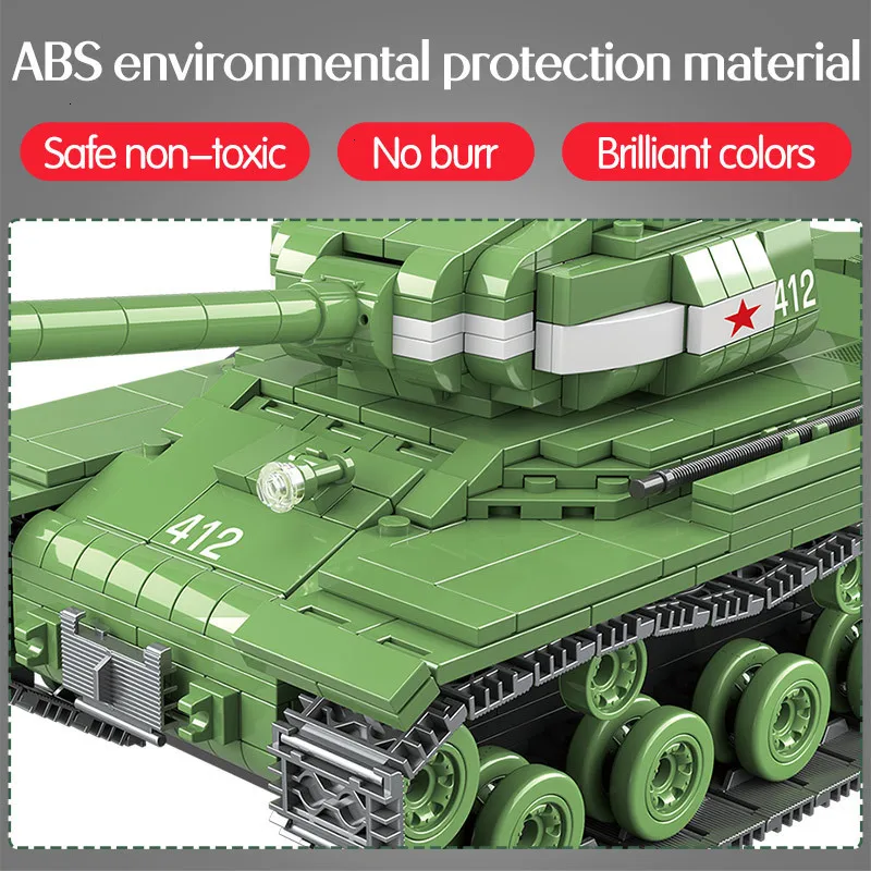  Heavy Tank Blocks Military Soviet Russia IS-2M Tank Building Blocks Soldier Police Weapon WW2 Brick