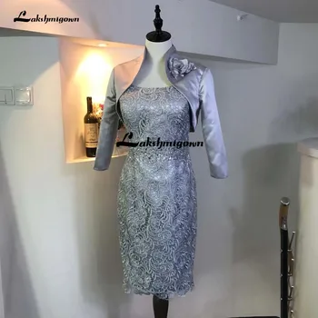 

Elegant Grey Sheath Mother of the Bride Dress With Jacket vestidos de noivas