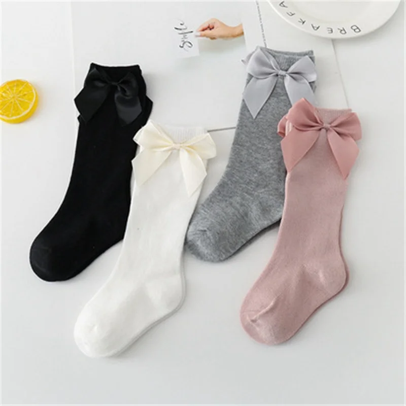 

Baby Girls Socks 0-3 Years Cotton Long Soft Kids Socks Bowknot Newborn Socks Big Bow Knee High