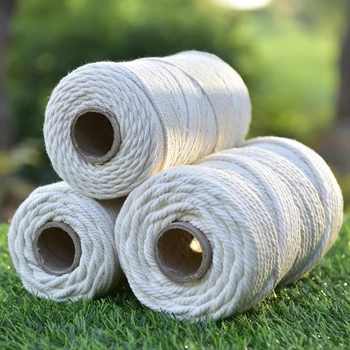 

10/8/6/5/4mm Macrame Rope Twisted String Cotton Cord Hand DIY For Handmade Natural Beige Rope DIY Accessories 50/65/100/150/200M