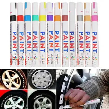 

1pcs Waterproof Car Paint Pen Car Wheel Tire Oily Painting Mark Pen Auto Rubber Tyre Tread Metal Permanent Paint Marker 12 Color