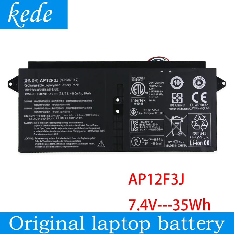 Kede Оригинал AP12F3J Аккумулятор для ноутбука acer aspire 13 3 &quotультрабук s7 S7-391 2icp 3/65/114-2