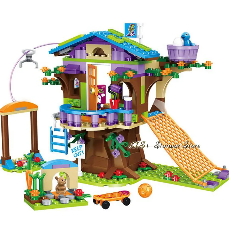 Ceny Kompatybilny z legoinglys Friends Adventure Camp domek na drzewie 41122 Emma Mia model figurki zabawki do budowania dla dzieci
