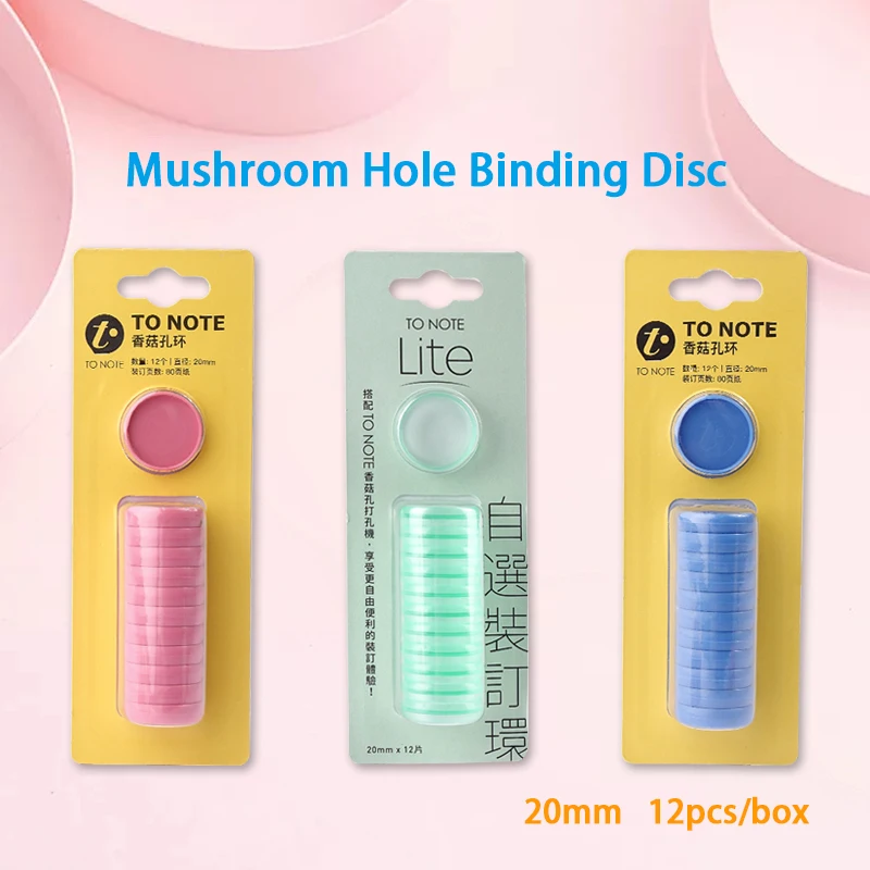 Solid Notebook Binding Discs 20mm 12pcs/box KW-triO Loose-leaf Rings Binder Mushroom Hole DIY Binder Discs Binding Accessories