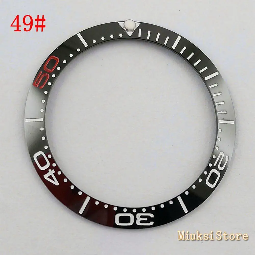 49 Parnis 38mm black blue white green Ceramic/Titanium Bezel insert for 40mm case Watch accessories bezel - Цвет: 49