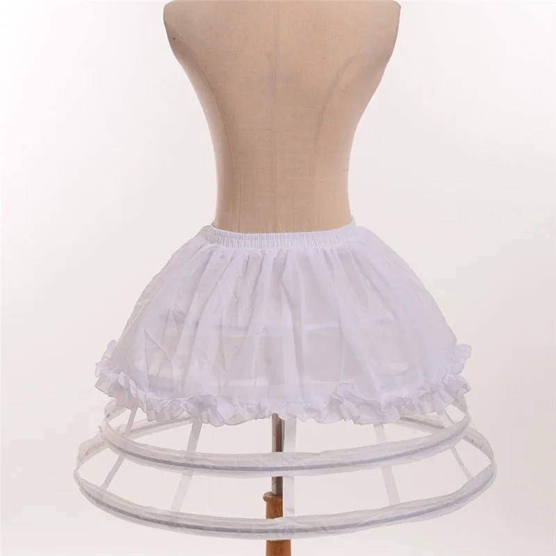 Lolita Dress 3 Hoop Chiffon Crinoline Cage Petticoat Adjustable Pannier Bustle 