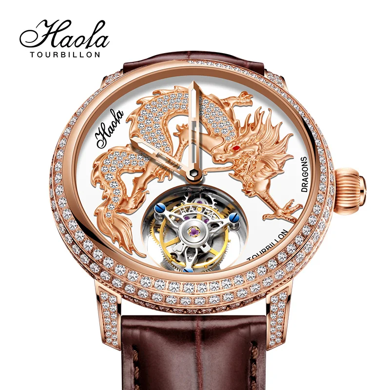 Orologio Da Polso Meccanico Con Drago Tourbillon Scheletro Di Lusso Haofa Da Uomo Orologio Manuale Con Zaffiro Tourbillon Per Uomo Orologio Uomo