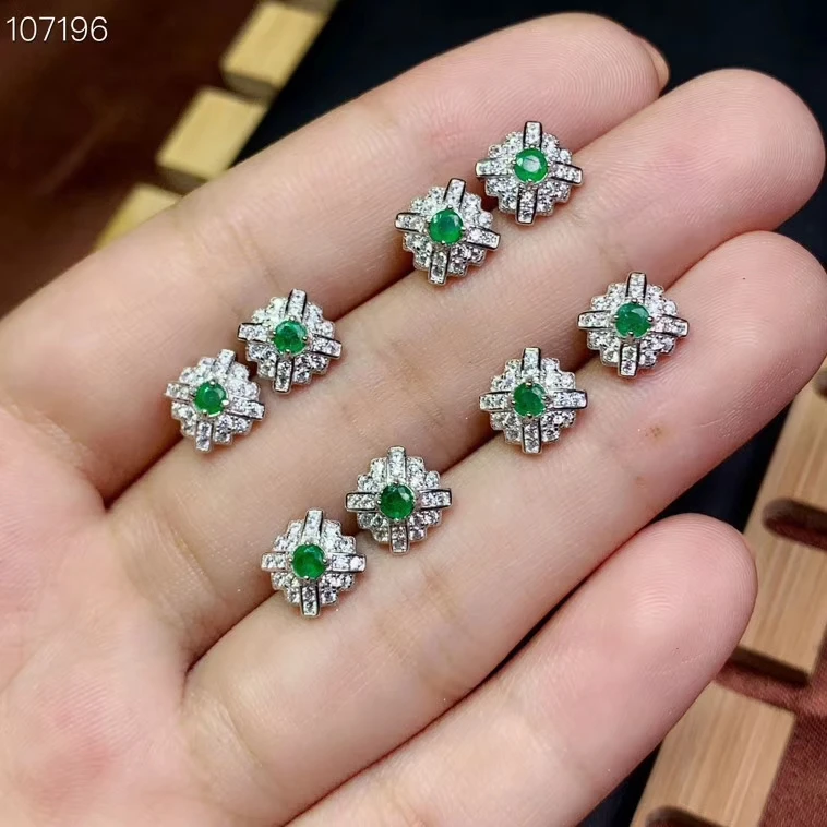 Женские серьги Зеленый Изумрудный камень ювелирное изделие из серебра модный