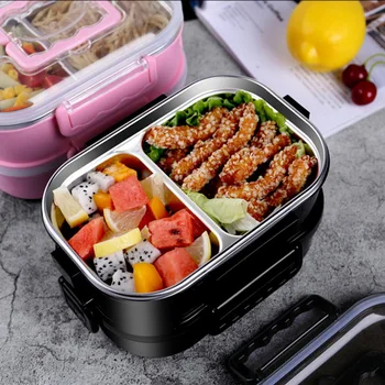 

Portable Stainless Steel Thermal Lunch Box Single/Double Layer Water Injection Heating Student Bento Box Food Container For Kids