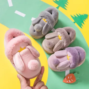 

Baby Boy Girl Infant Toddler Slippers Kids House Slippers Winter 2019 Cute Cartoon Rabbit Warm Non-slip Children Slippers Shoes