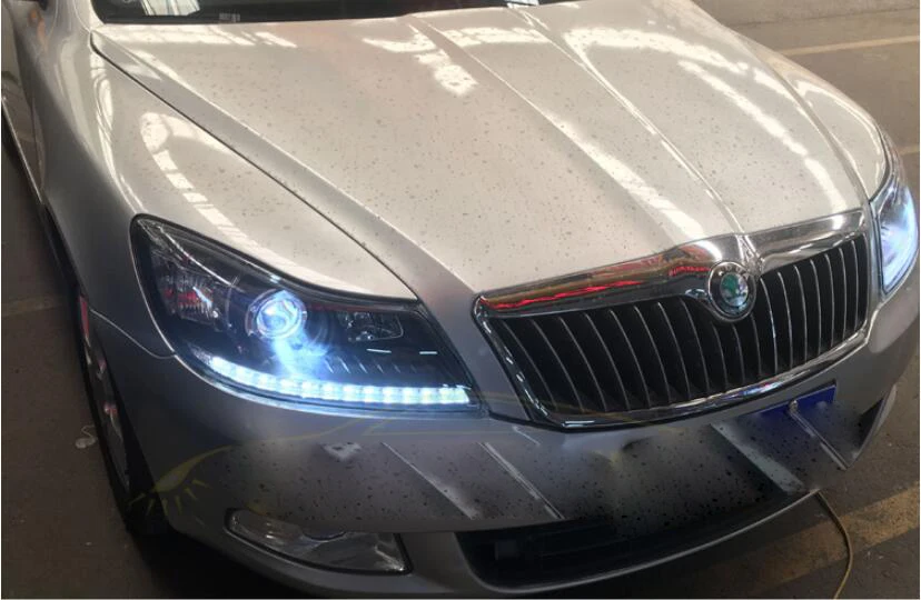 2009~ 2013 г. Автомобильный bupmer головной светильник для Skoda Octavia головной светильник автомобильные аксессуары светодиодный DRL HID ксеноновые противотуманные фары для Octavia