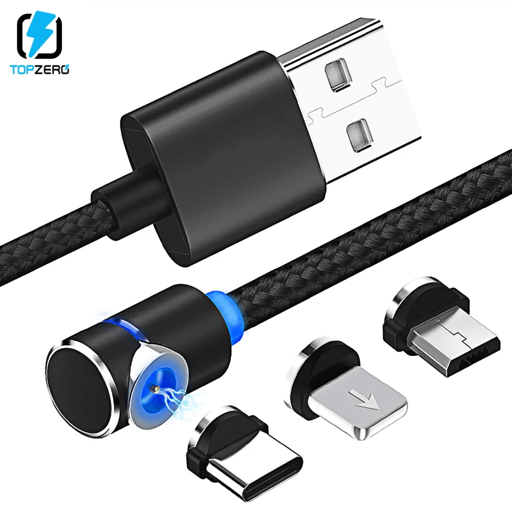Магнитный кабель Micro 90 ° USB Type C адаптер зарядное устройство для быстрой зарядки