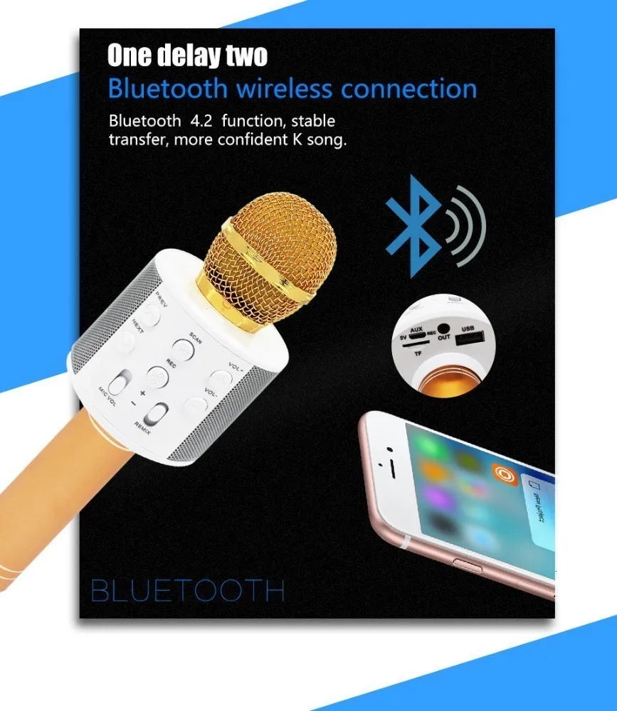 WS858 Bluetooth беспроводной микрофон профессиональный ручной караоке динамик день рождения машина для IPhone Android PC телефоны