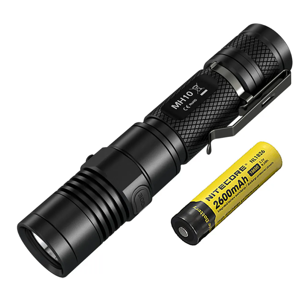 NITECORE MH10 фонарик с USB подзарядкой CREE XM-L2 U2 max 1000 люмен расстояние луча 232 М Спорт на открытом воздухе факел поиск света - Испускаемый цвет: MH10 NL1826