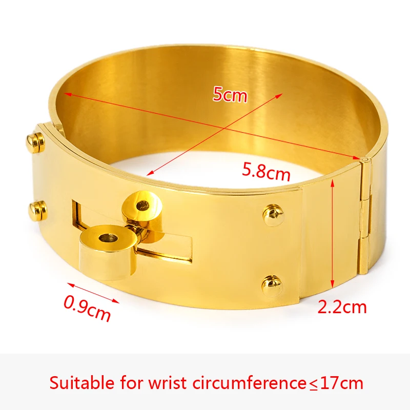Rock Brand Big Wide Button Bracelets for Men Women Jewelry Belt Desgin Stainless Steel Bangle Jewelry Accessories Souvenir Gift 6