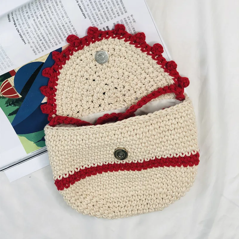 Spring and Summer New Hand Crocheted Bag Wool Woven Mini Bag 2020 New All-match Single Shoulder Messenger Bag Fashion Bucket Bag