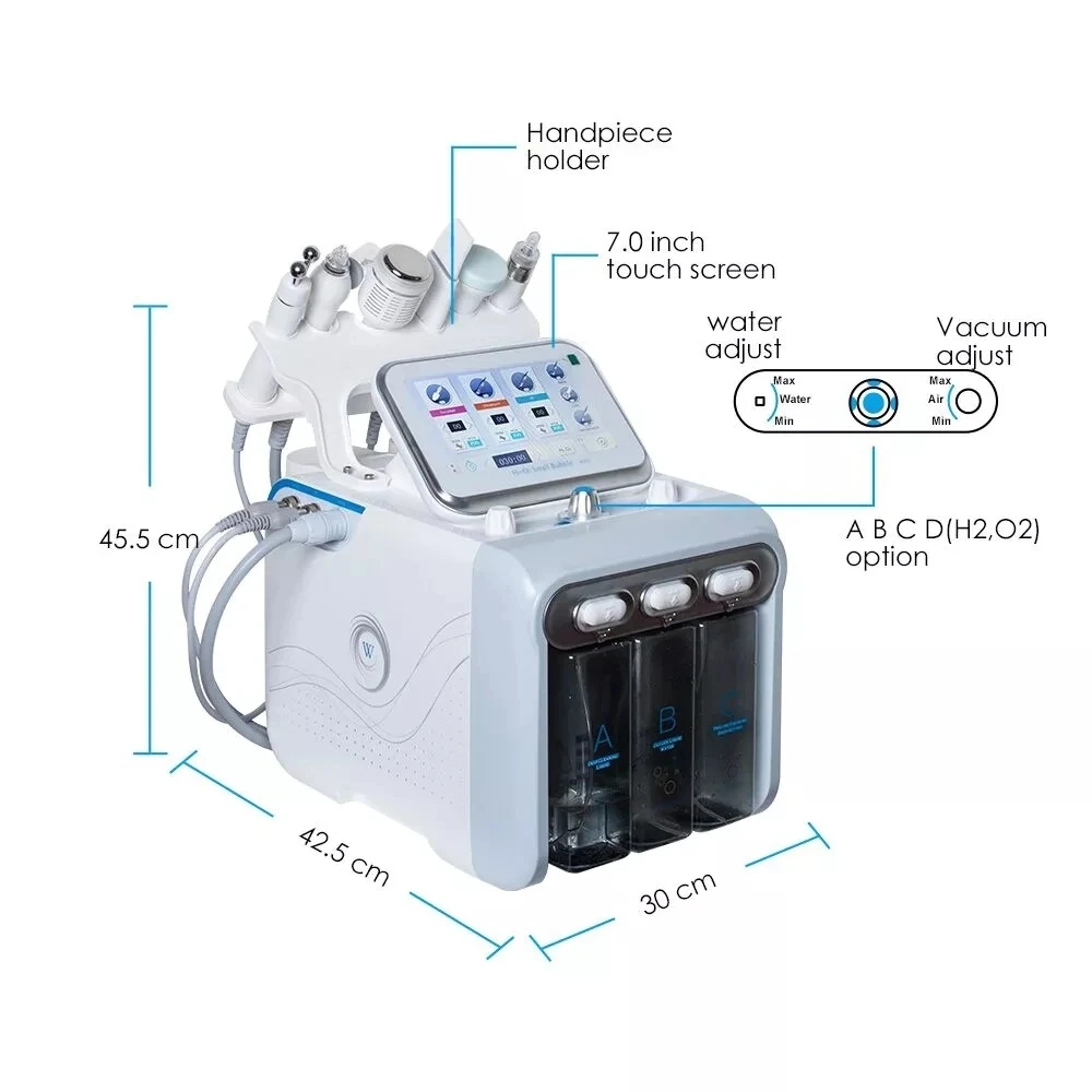 Горячая 6 в 1 H2O2 водный кислородный струйный пилинг гидро дермабразия RF био-лифтинг спа аппарат гидро-и микродермабразии для лица