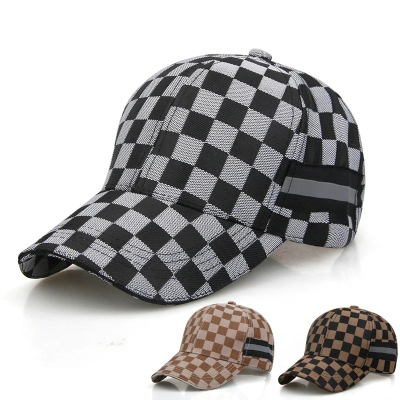 

Hat Spring And Summer Korean-style New Style Men Plaid Outdoor Sports Baseball Cap Women's Casual Sun-resistant College Style Br
