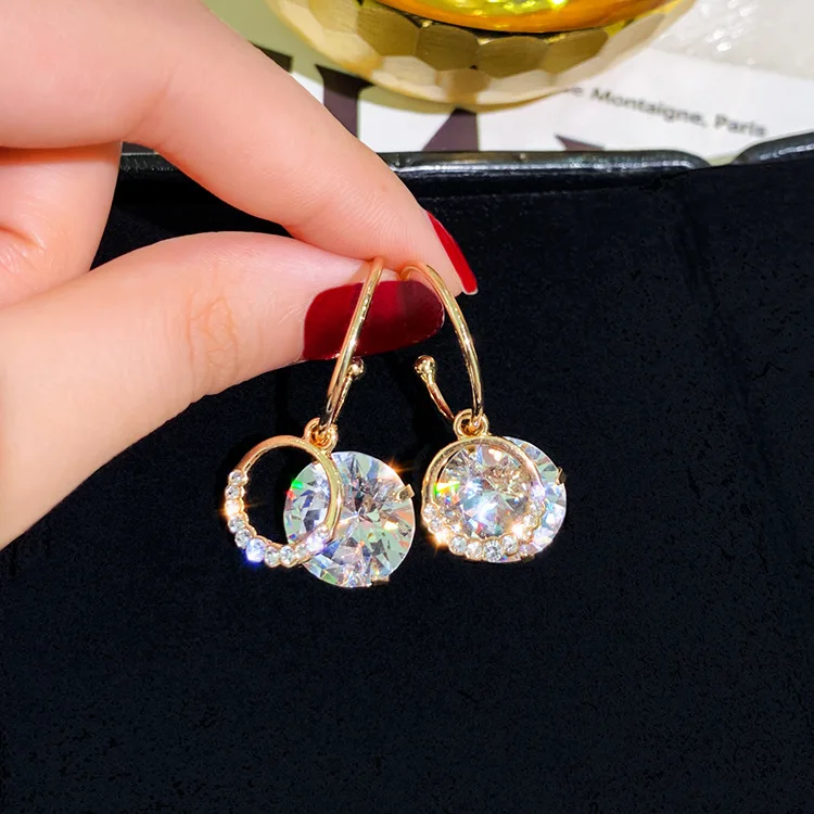 

new design creative jewelry high-grade elegant crystal earrings round earrings wedding party earrings for woman