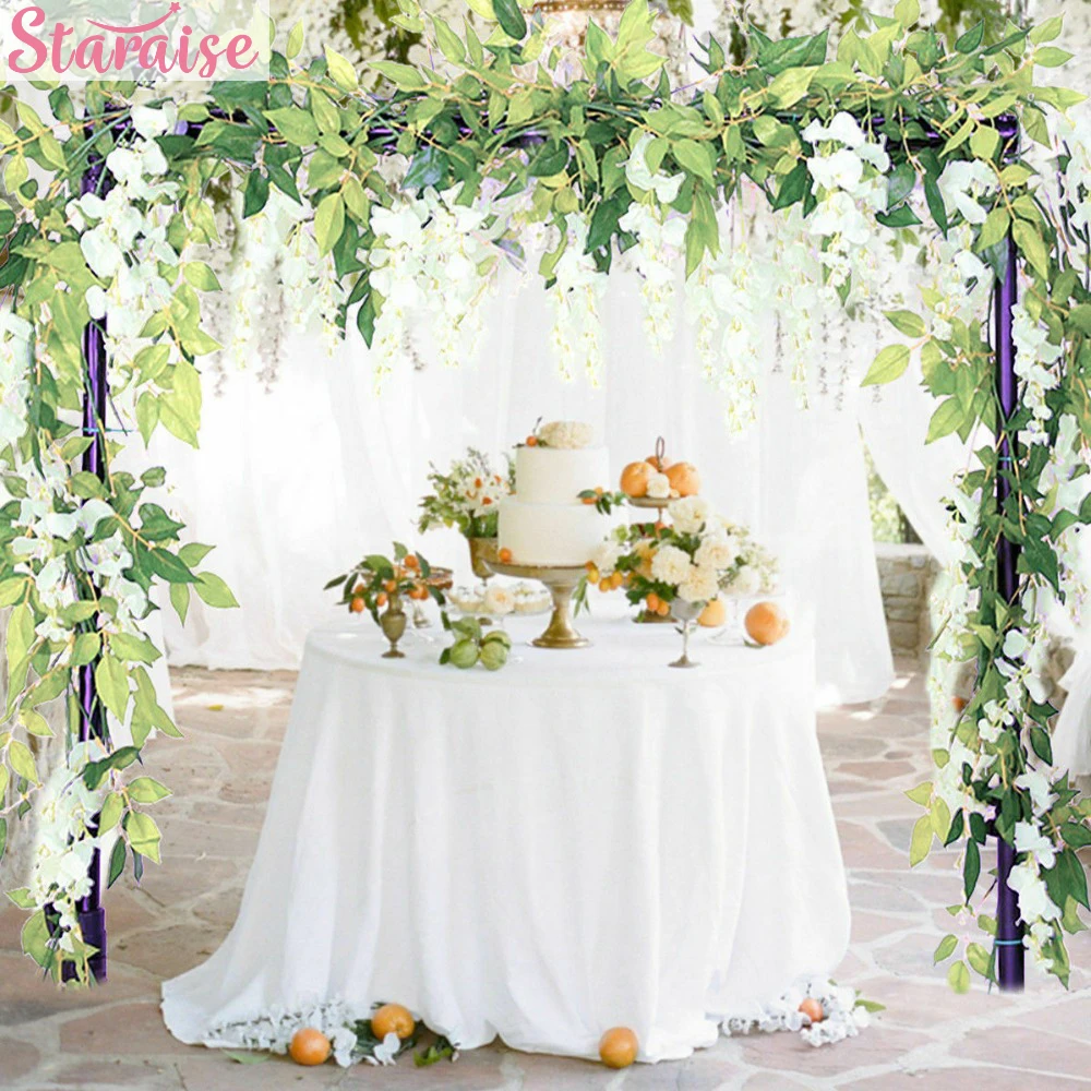 

Staraise Wisteria Flower Artificial Flower For Home Decoration Rose Artificial Flower For Wedding Flower Garland Party Supplies