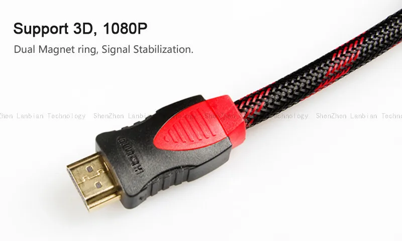 AUN 1,4 кабель версии HDMI в двойном магнитном кольце. 10 м, 15 м HDMI кабель Поддержка 3D, 1080P для ТВ, HD монитор, Аун проектор