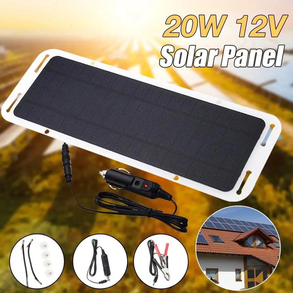

Dual USB Port Solar Power Portable Battery Charger Solar Trickle Panel 20W 12V For Car, Trucks, Caravans, Boats,Motorcycles
