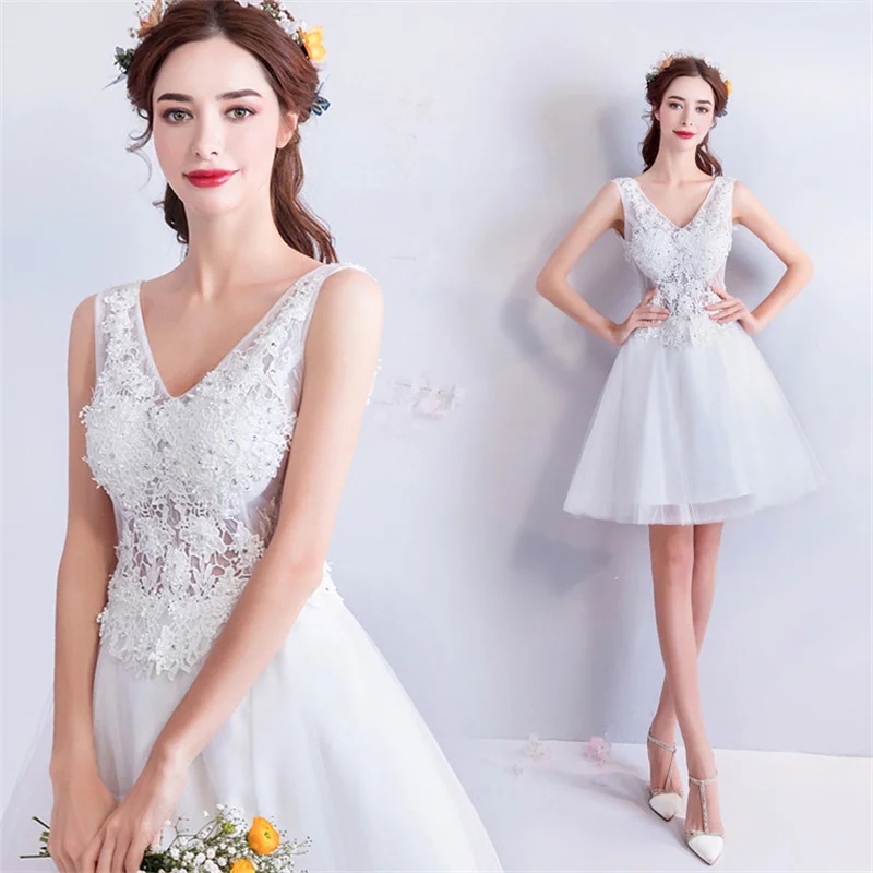 a-line-illusion-short-wedding-dresses-netting-satin-applique-v-neck-knee-length-bridal-gown-corset-back