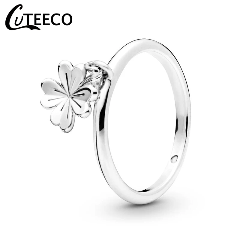 CUTEECO серебряный цвет четырехлистный клевер кольцо для женщин модные свадебные ювелирные изделия, обручальное кольцо Прямая поставка