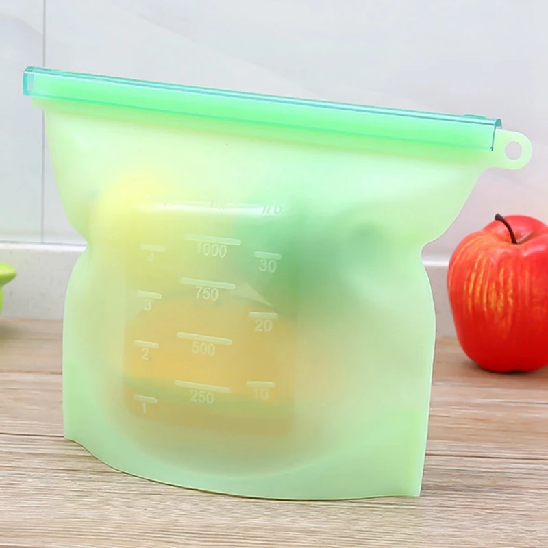 1000 мл силиконовый мешок многоразовый силиконовый мешок для еды Zero отходов Ziplock мешок для хранения еды холодильник свежие сумки Organiz